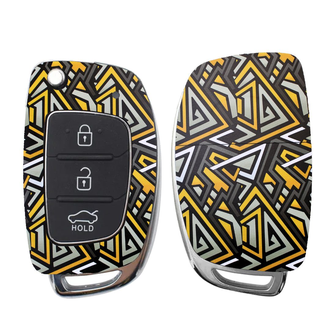 Dark Geomatric Yellow - Car Key
